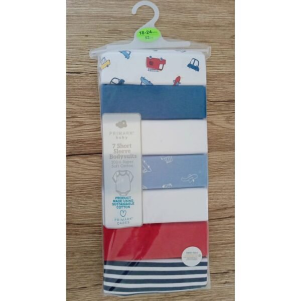 Primark baby cars print short sleeves bodysuits set of 7