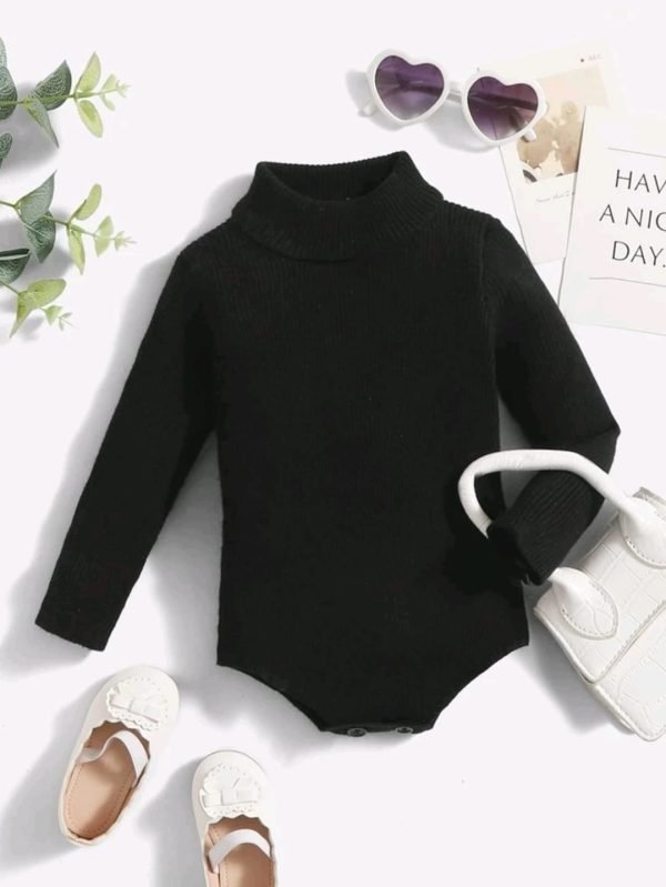 Shein baby solid turtleneck knit bodysuit