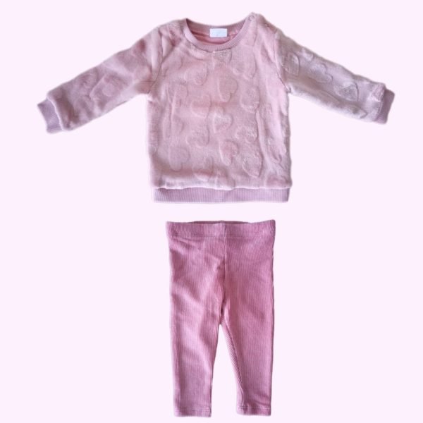 F&F pink hearted fleece 2-piece outfit