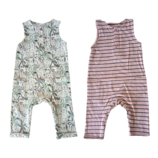 Matalan 2 pack open feet rompers