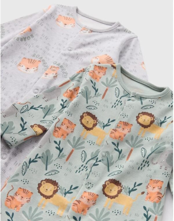 Matalan 2-pack sage safari sleepsuits - Image 2