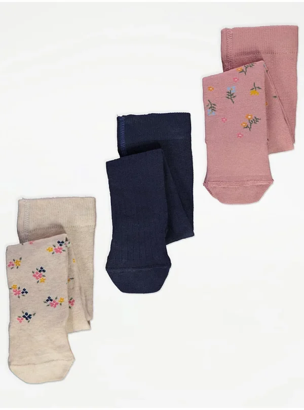 George floral 3-pack tights (6-12m)