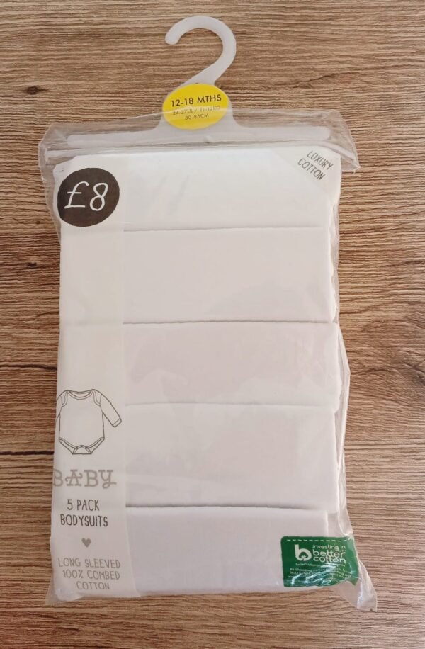 Babytu 5 pack long sleeved bodysuits (12-18m)