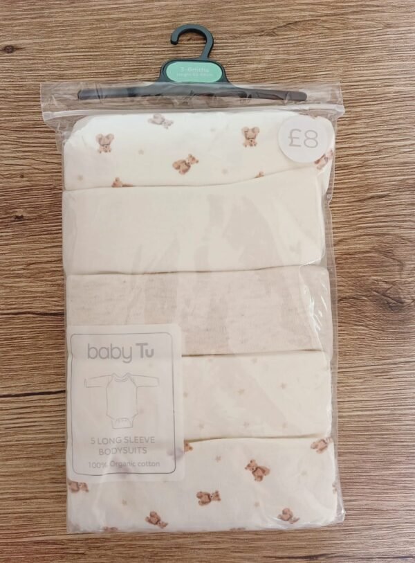 Babytu 5 pack long sleeve bodysuits  (3-6m)