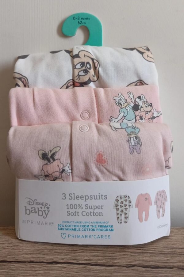 Primark 3 set of minnie mouse cotton sleepsuit