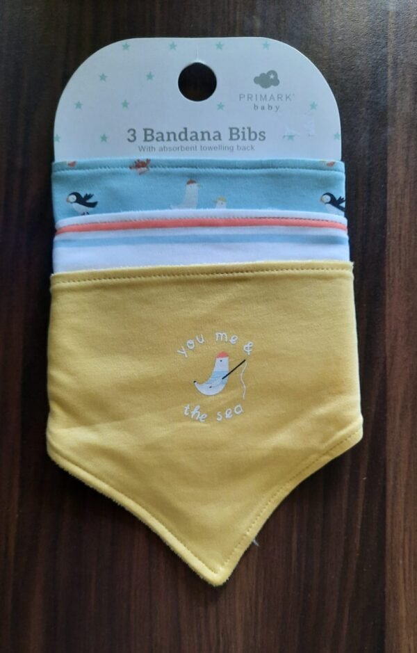 Primark 3 bibs with absorbent towelling back  soft touch velcro