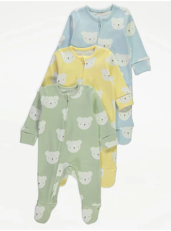 George Pastel bear zip fasten sleepsuits