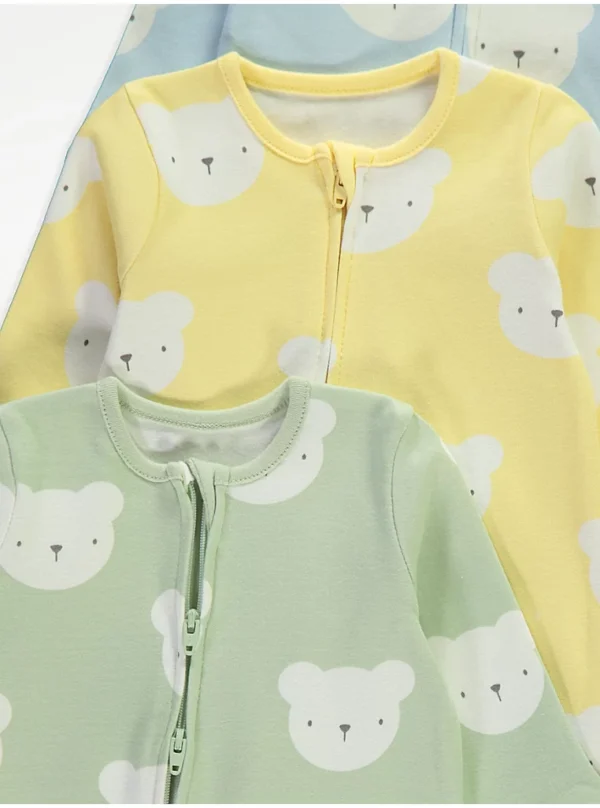 George Pastel bear zip fasten sleepsuits - Image 2