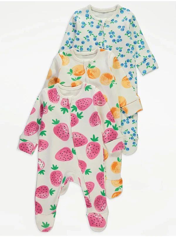 George cream fruits zip fasten sleepsuits