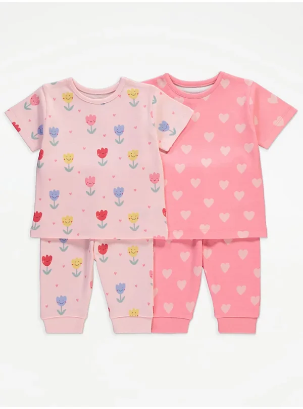 George pink floral heart short sleeves pj set
