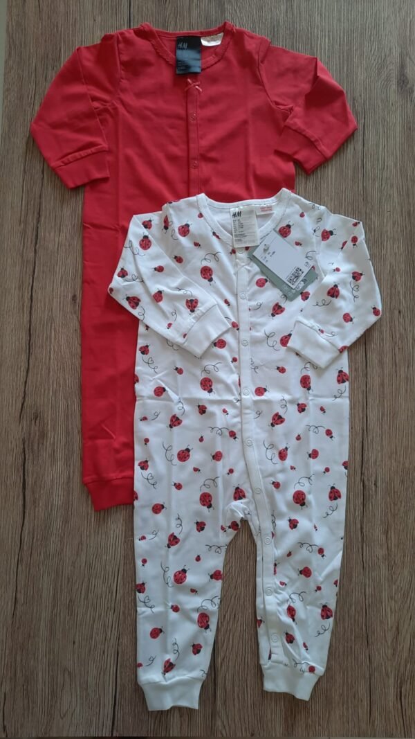 H&M baby 2 pack  open feet sleepsuits