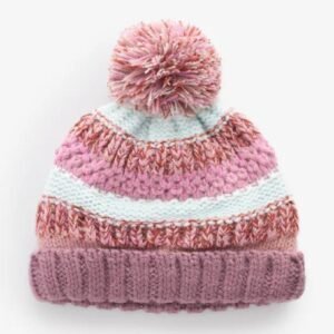Next pink stripe baby pom hat (3-6m)