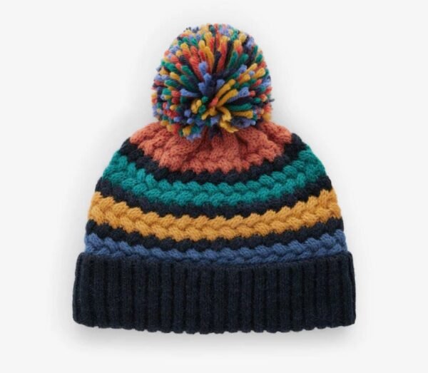 Next blue stripe baby pom hat (3-6m)