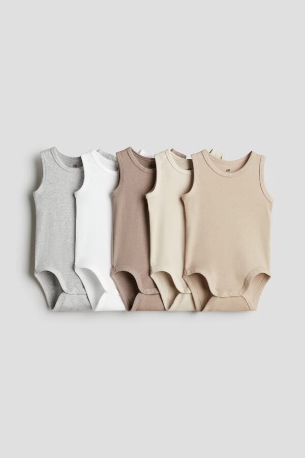 H&M 5-pack cotton bodysuits (4-6M)
