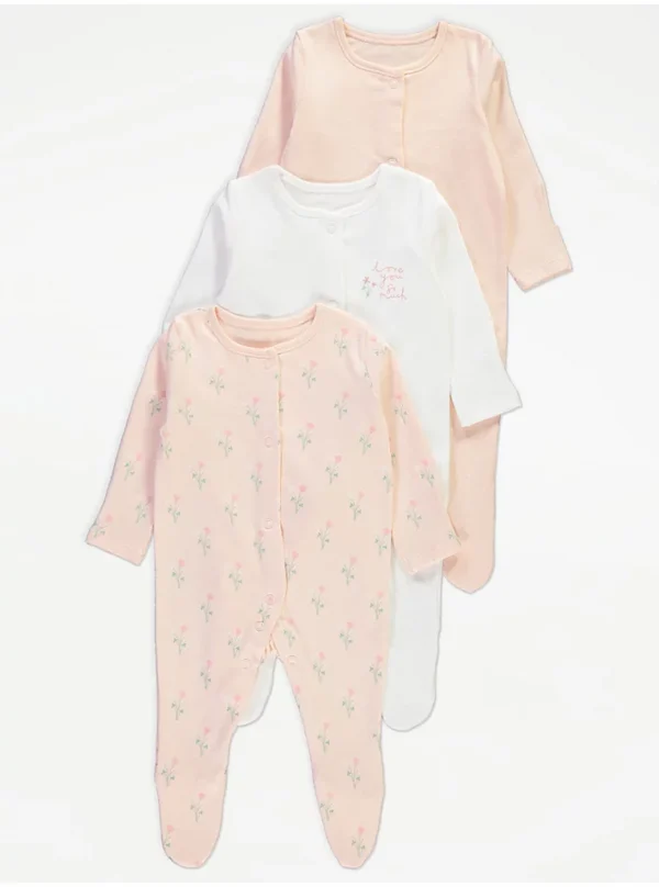 George 3 pack sleepsuits