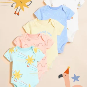 Little Angels Pastel Fun Sunshine Bodysuits 5 Pack