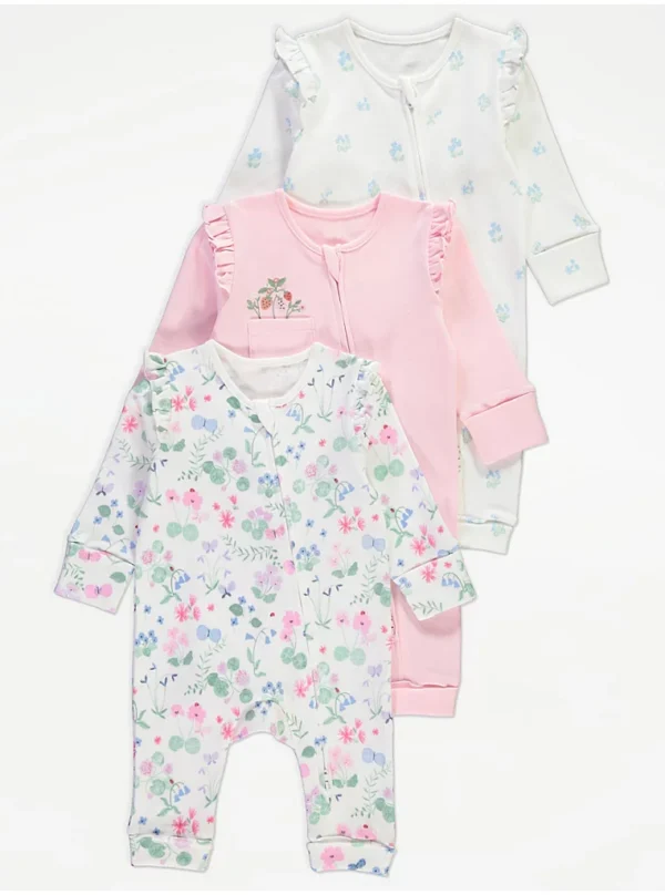 George 3 pack sleepsuits