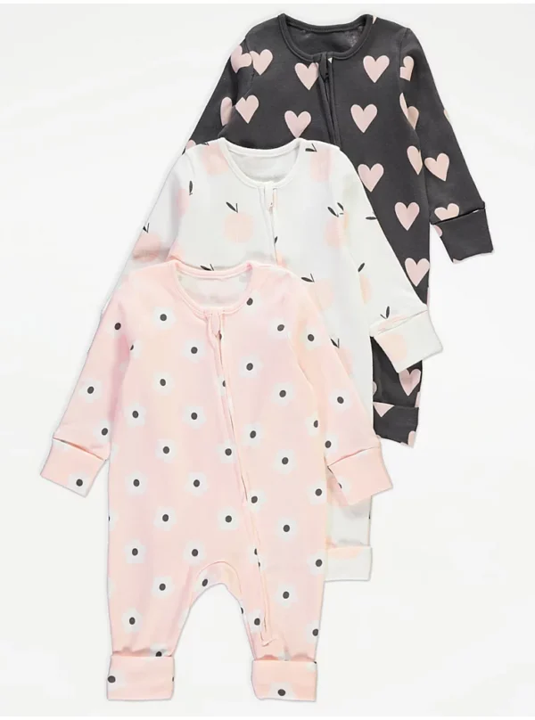 George 3 pack sleepsuits