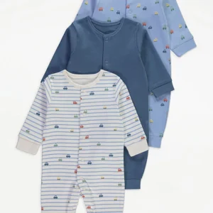 George Vehicle Long Sleeve Footless Sleepsuits 3 Pack