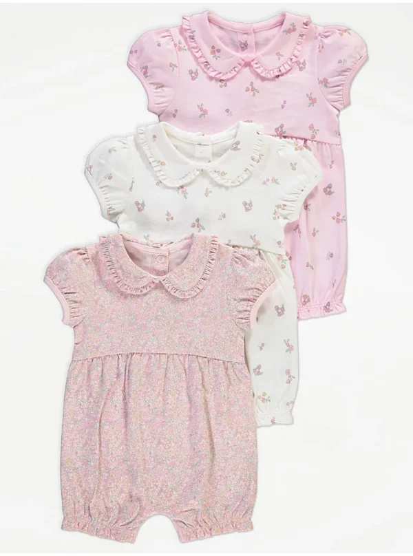 George 3 pack  floral rompers