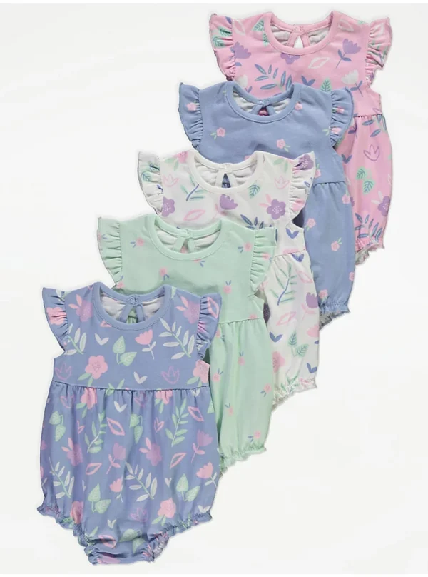 George 5 pack  floral rompers