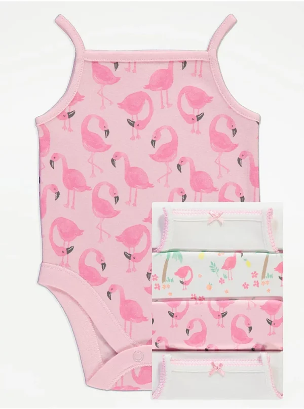 George Strappy Flamingo and Palm Tree Bodysuits 5 Pack