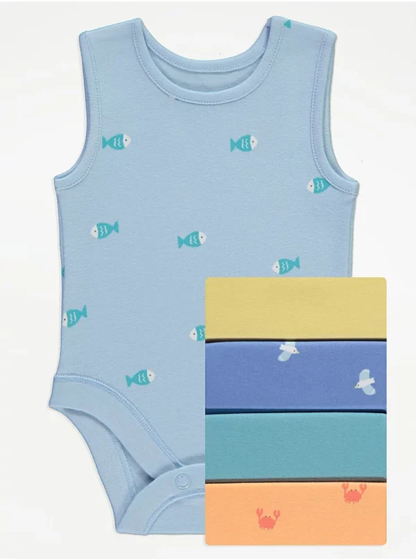 George Beach Life Sleeveless Bodysuits 5 Pack