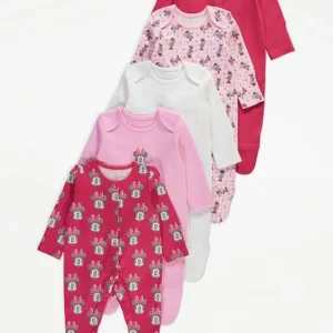 Disney Minnie Mouse Pink Sleepsuits 5 Pack