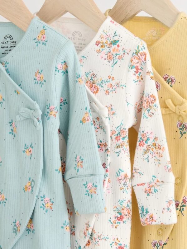 Next baby 3 pack floral sleepsuits - Image 2