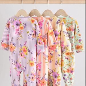 Next baby floral 4 pack open feet sleepsuits