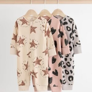 Next 3 pack open feet sleepsuits