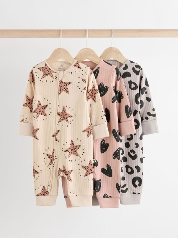 Next 3 pack open feet sleepsuits