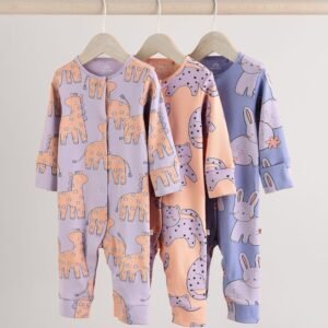 Next baby 3 pack open feet sleepsuits