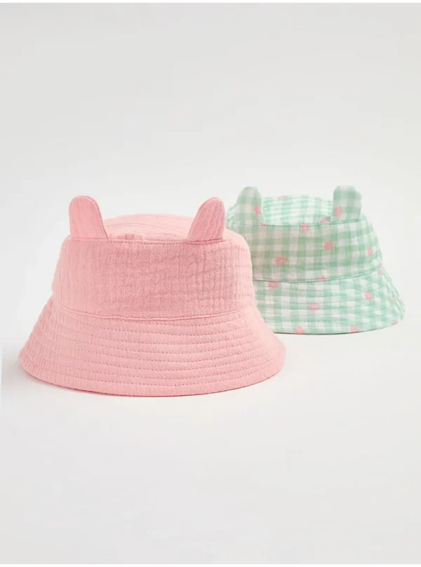 Floral Ear Bucket Hats 2 Pack(12-18m)