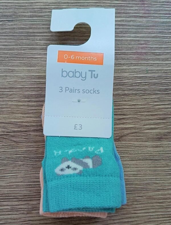 Babytu 3 pack animal print socks (0-6m)