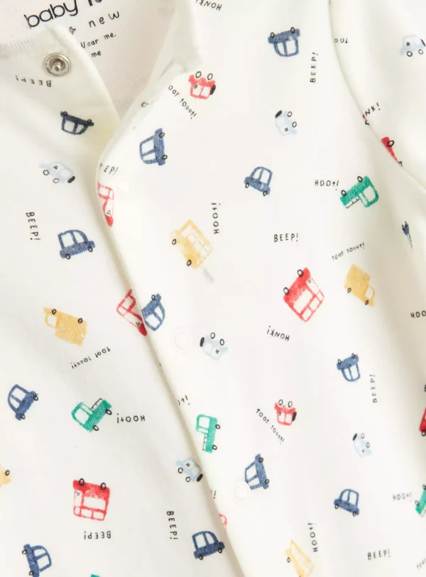 Stripe & Car Print Sleepsuit 3 Pack - Image 2