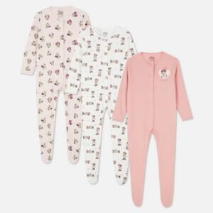 3pk Disney’s Minnie Mouse Popper Sleepsuits