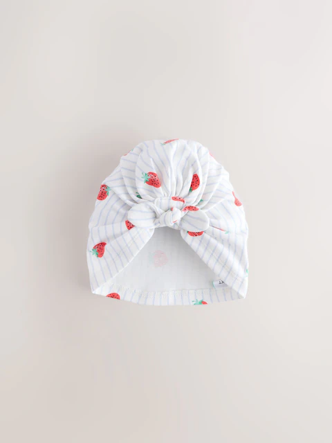 AA3787s3 Red Strawberry 4 Piece Baby Turbans And Dibble Bibs Set (0-3m) - Image 3