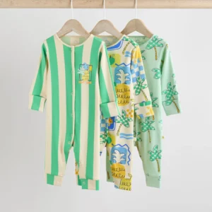 Green Baby Bright Pineapple Sleepsuits 3 Pack