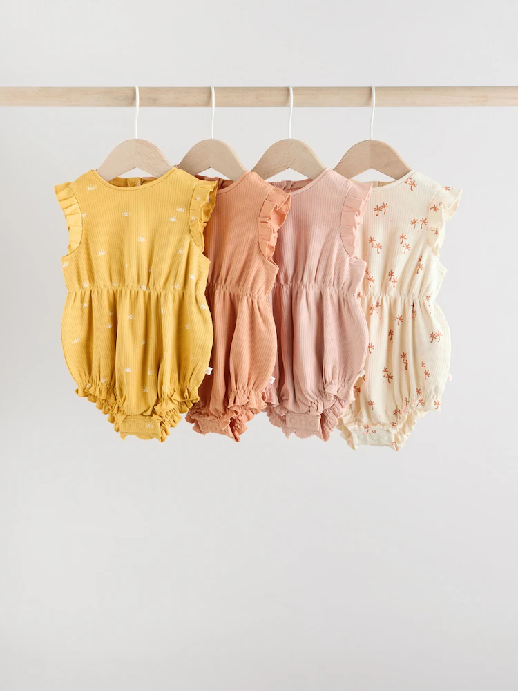 AG4767s Floral Printed Frill 4 Pack Baby Rompers