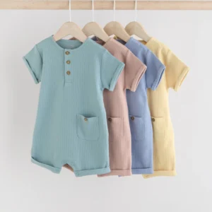 Minerals Plain Button Neck 4 Pack Baby Rompers