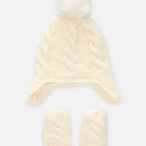 Cable Knit Hat and Mittens Accessory Set (0-6m)
