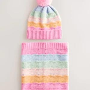 Multi Rainbow Hat And Snood Set (5-6 years)