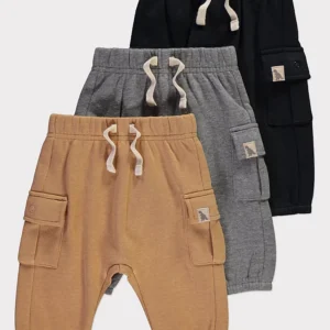tan cargo pocket cuffed joggers 3 pack