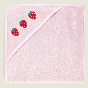 red strawberry cotton hooded towel