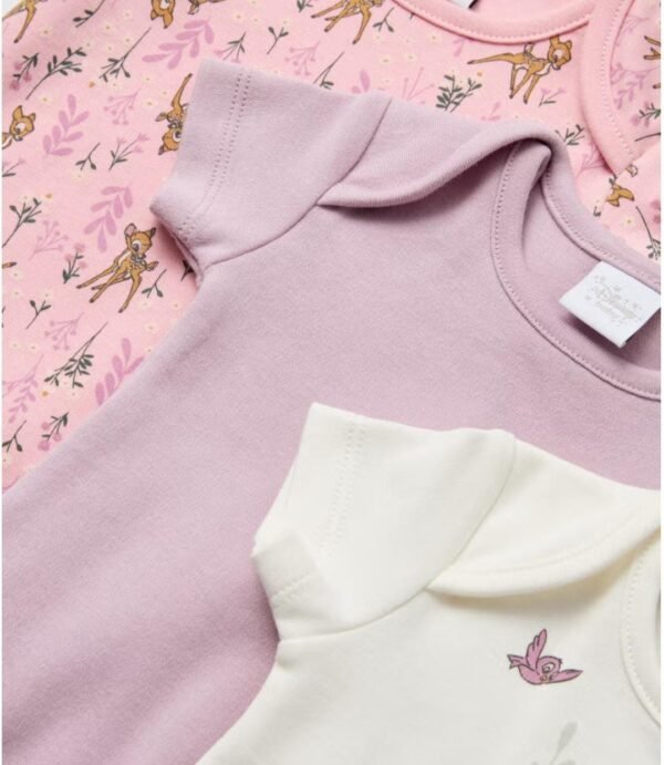Matalan Disney baby 3 pack pink Bambi bodysuits - Image 2