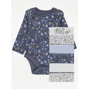 George Assorted Floral Long Sleeve Bodysuits 7 Pack