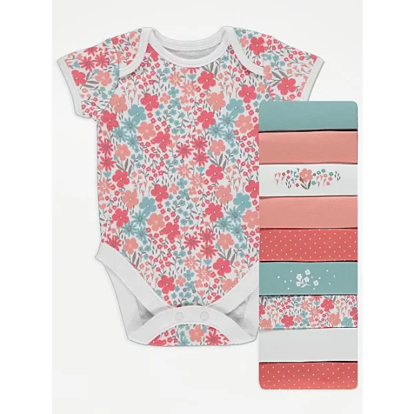George Floral Short Sleeve Bodysuits 10 Pack