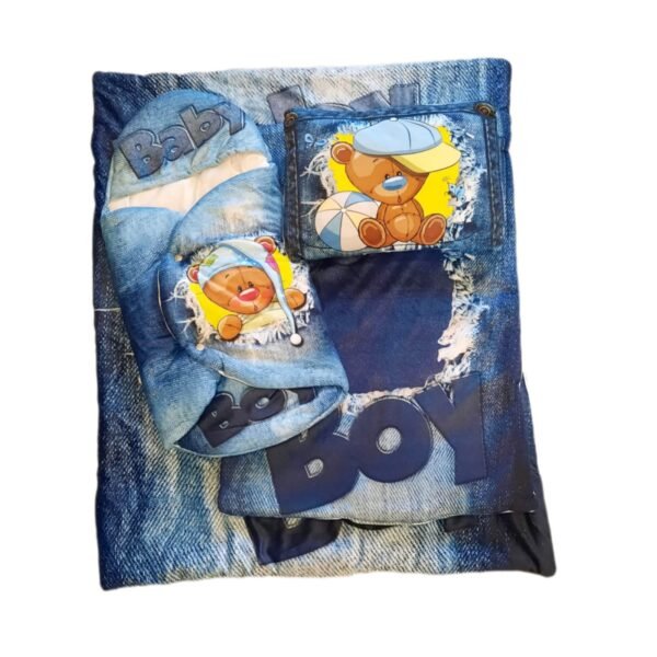 Baby teddy bear bedding 4-piece set (Mattress , Head Rest Pillow, Blanket & Sleeping Bag)