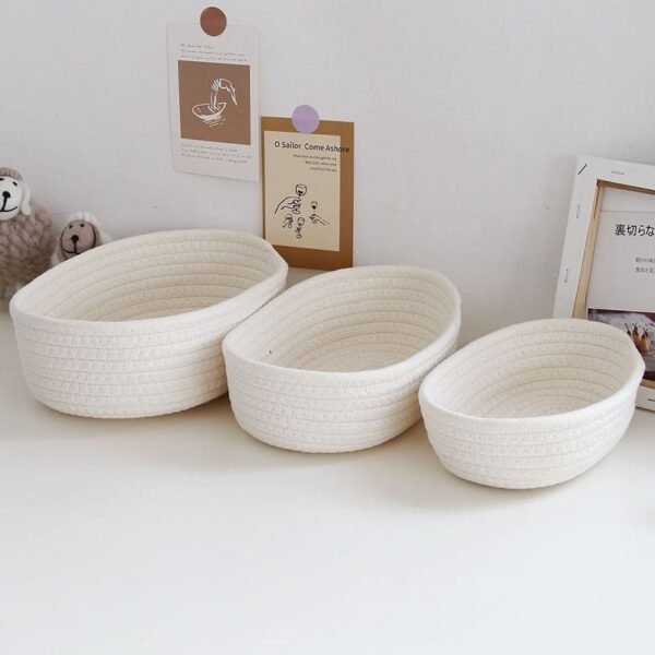 3pc solid color desktop storage basket beige